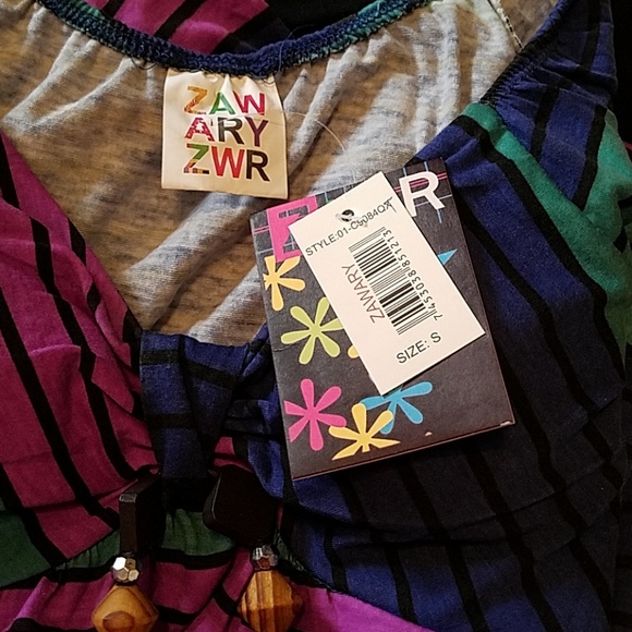 Multi Colored Striped Top w/ Beaded Halter - Picture 7 of 7